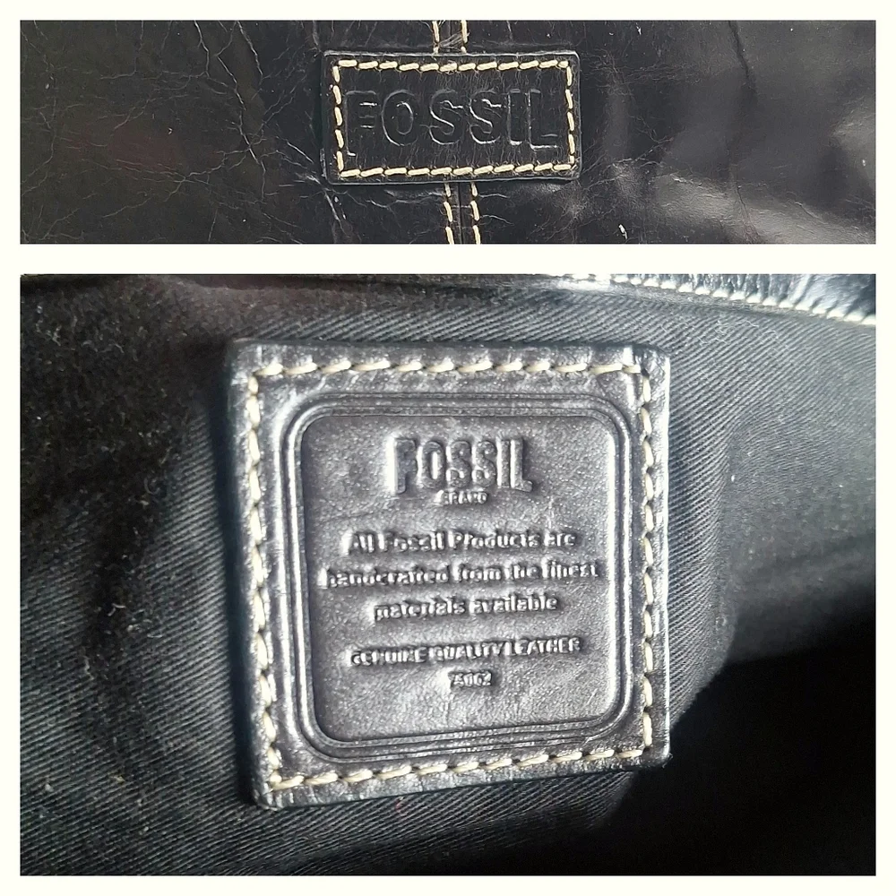 Vintage Unisex Fossil Brown Leather Laptop Messenger Bag - Picture 11 of 12